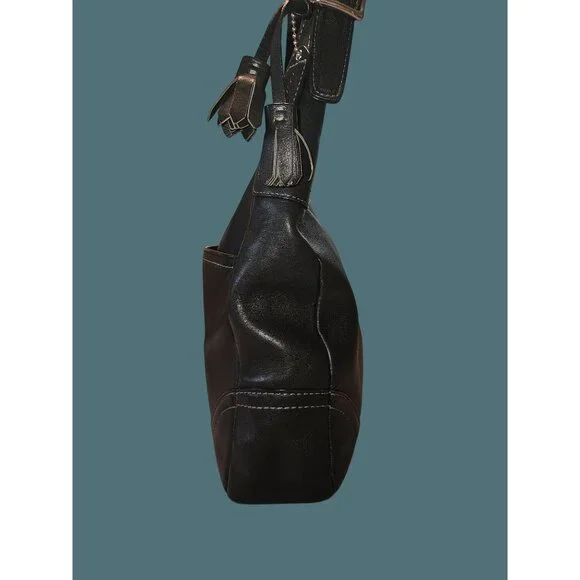 Coach Hamilton Hobo Tassel Black Leather Shoulder Bag - Picture 10 of 14